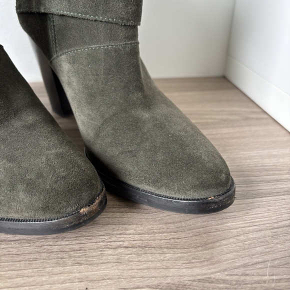 Burberry Ankle Boots Suede Chunky Heel Boots Green - Nova Check Plaide Sz 10 us - Picture 9 of 11